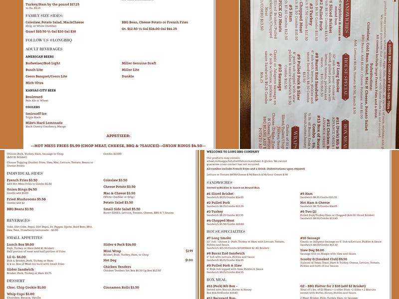 Long Barbeque Company Menu