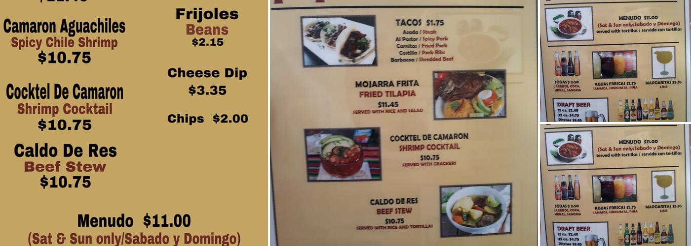 Tacos Degollado Menu