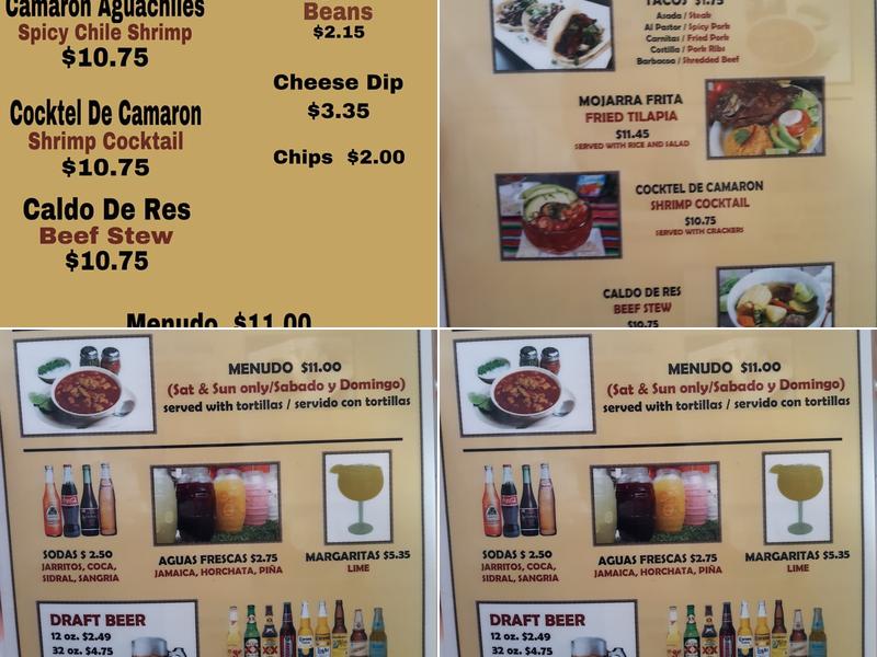 Tacos Degollado Menu