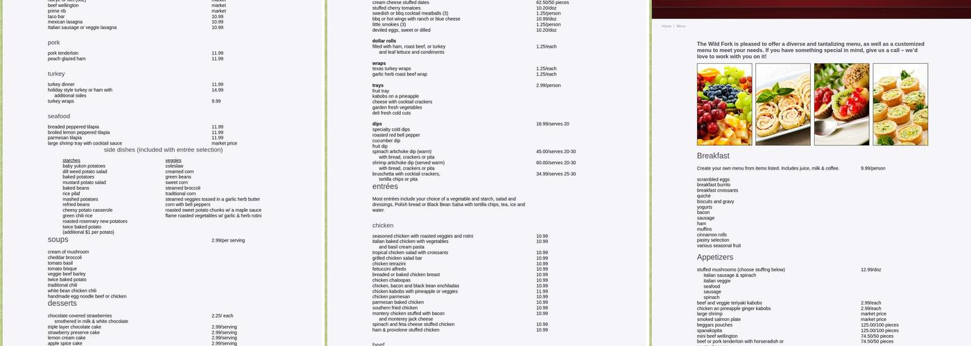 Wild Fork Catering & Events Menu