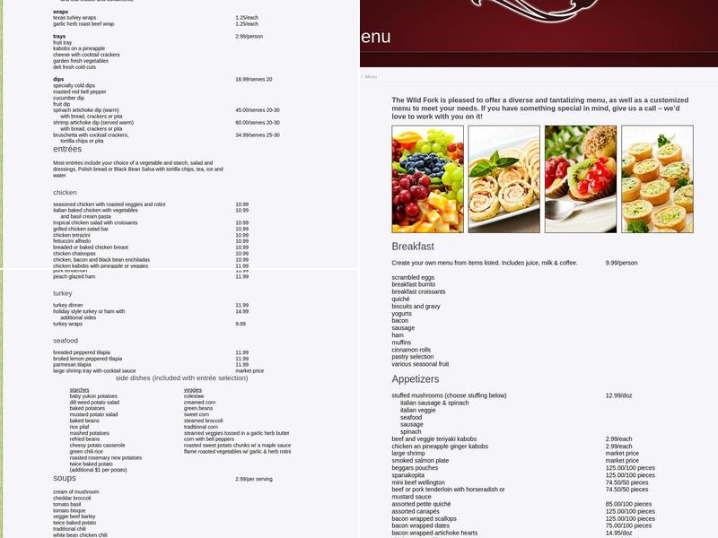 Wild Fork Catering & Events Menu