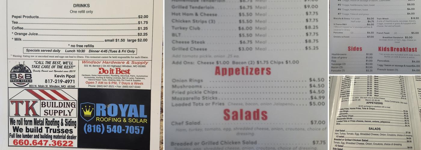 Rock Island Cafe Menu