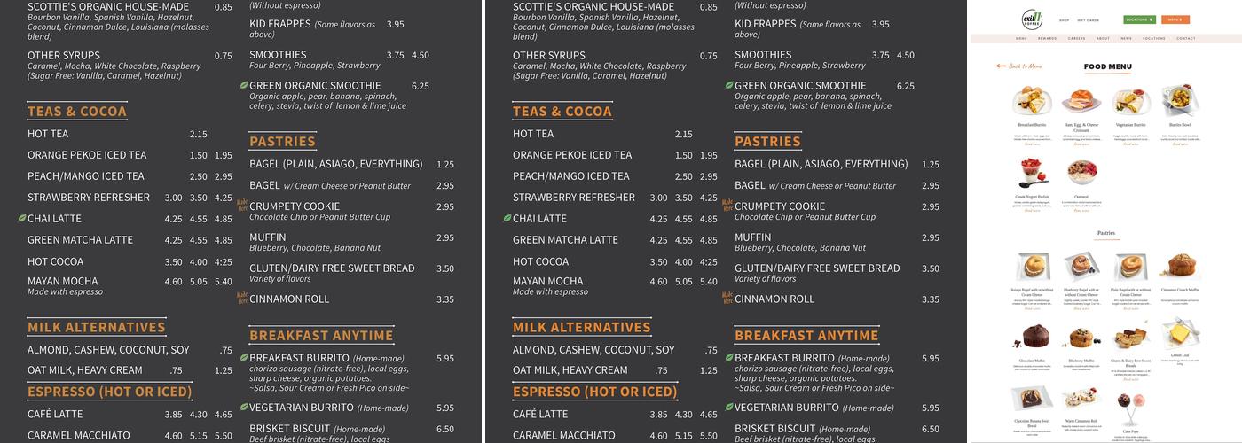 Exit 11 Coffee Drive Thru & Roastery Menu