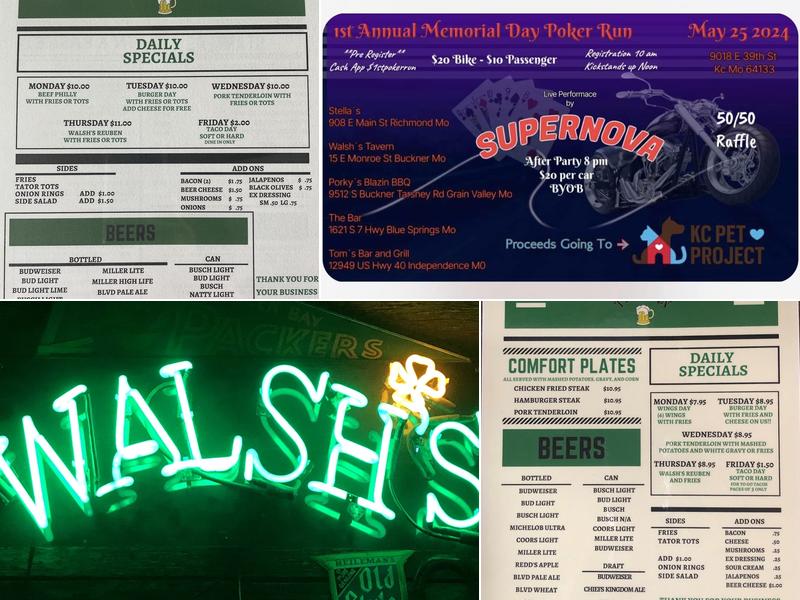 Walsh's Tavern Menu