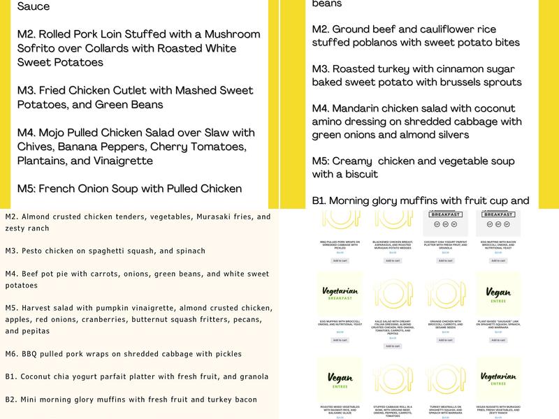 Power Meals Menu