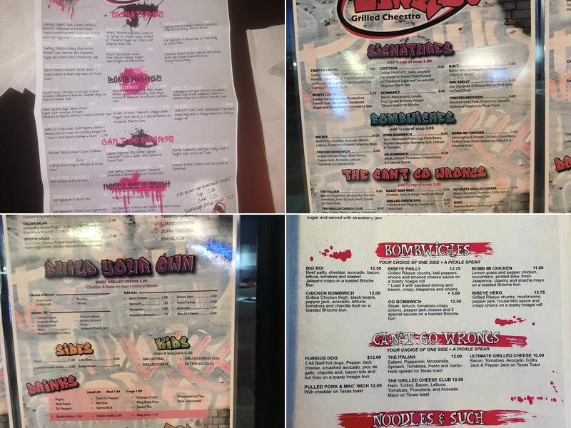 Pinky's Grilled Cheestro Menu