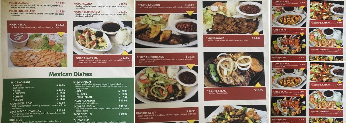 Elizabeth bar and grill Menu