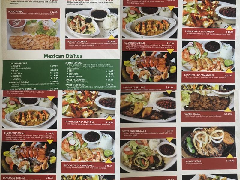 Elizabeth bar and grill Menu