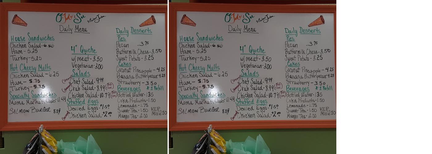 O' Taste and See Pies and Quiche Menu