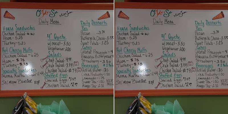 O' Taste and See Pies and Quiche Menu