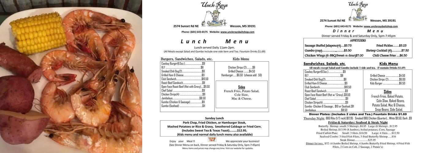 Uncle Ray's Menu