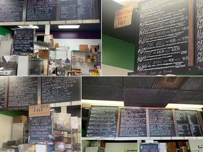 Banzai Bowls Sunset Beach Menu