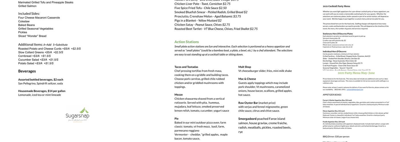 Sugarsnap Catering Menu