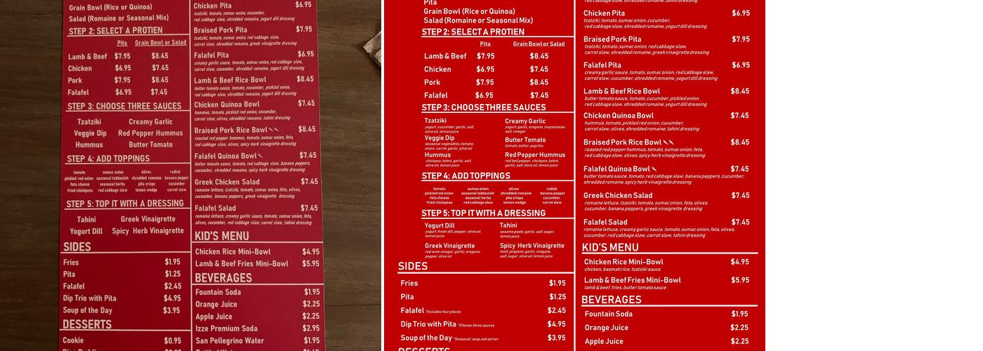 Strofi Mediterranean Grill Menu