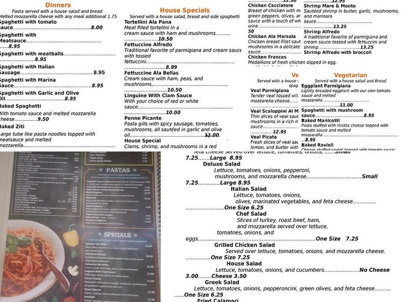 Bellas Pizza Ettrick Menu