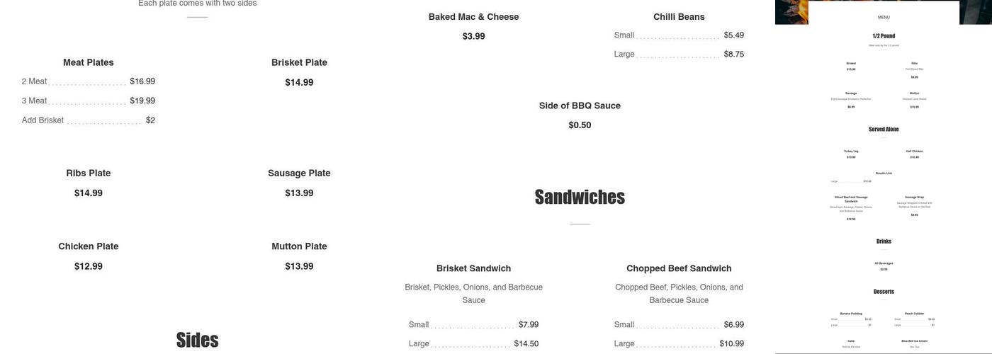 Willie's Bar-B-Que Menu