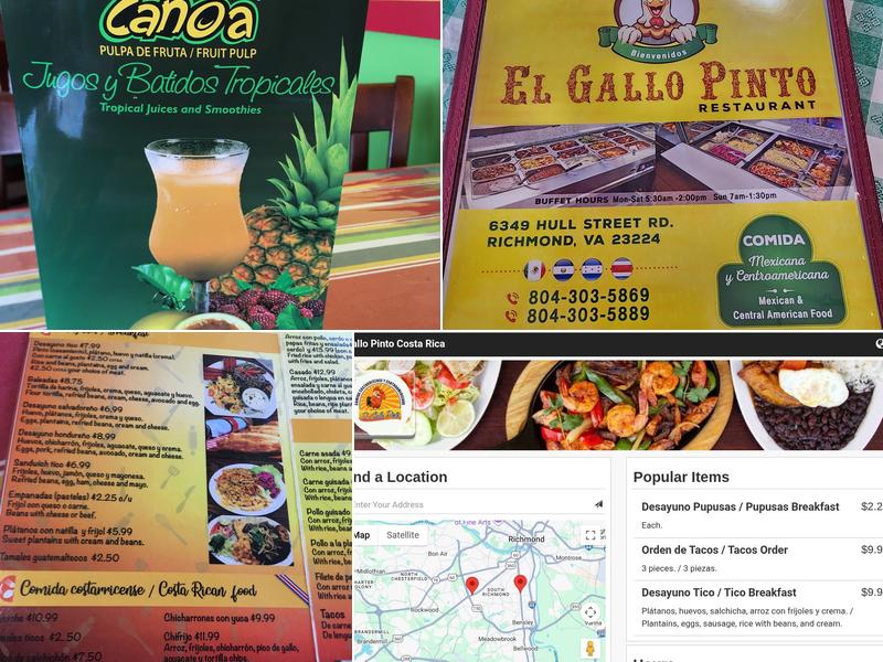 El Gallo Pinto Costa Rica Menu