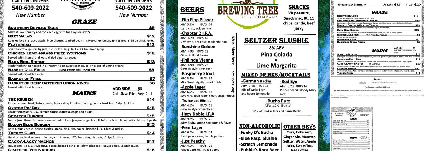Brewing Tree Beer Co. Menu