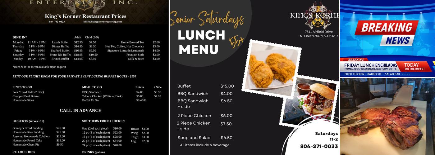 King's Korner Catering and Restaurant Menu