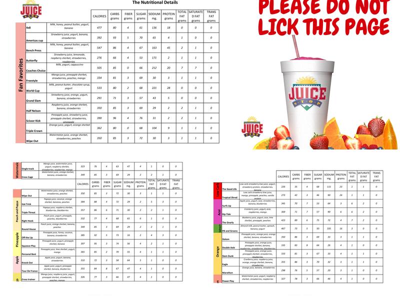 Juice Stop Menu