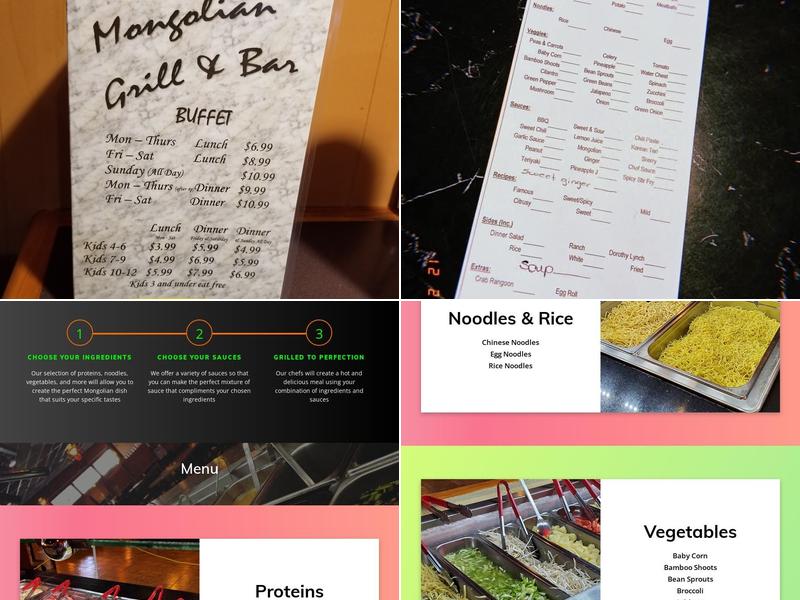 Mongolian Bar & Grill Menu