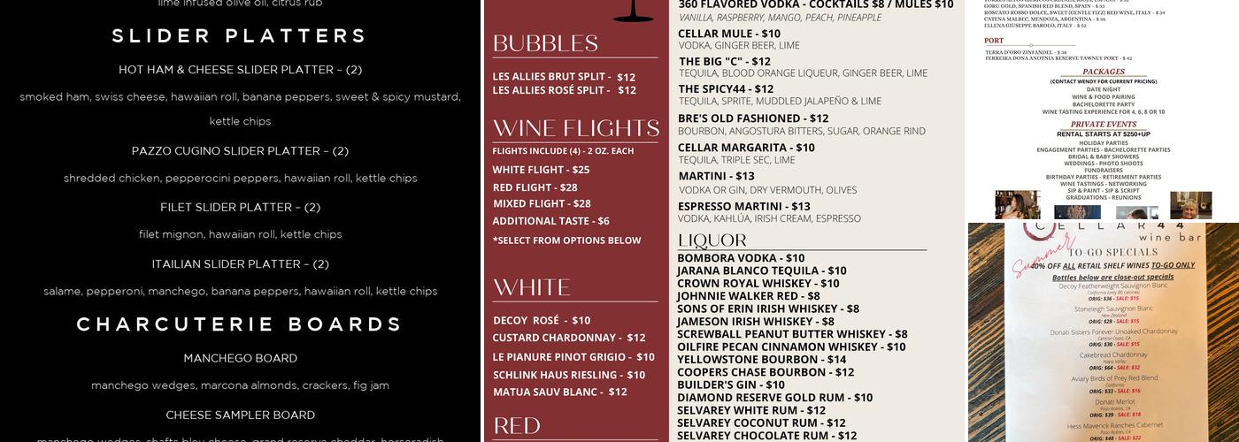 Cellar44 Menu
