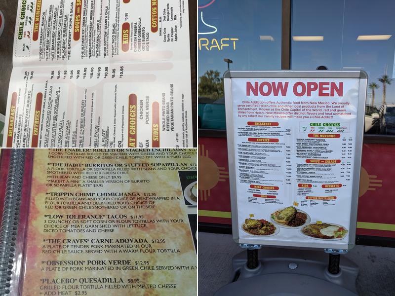 Chile Addiction Menu