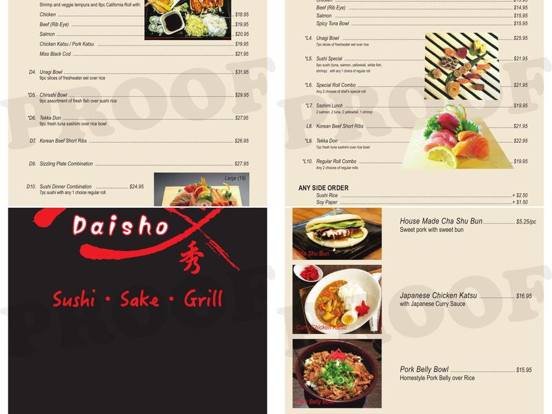 Daisho Sushi Menu