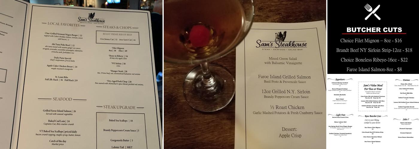 Sam's Steakhouse Menu