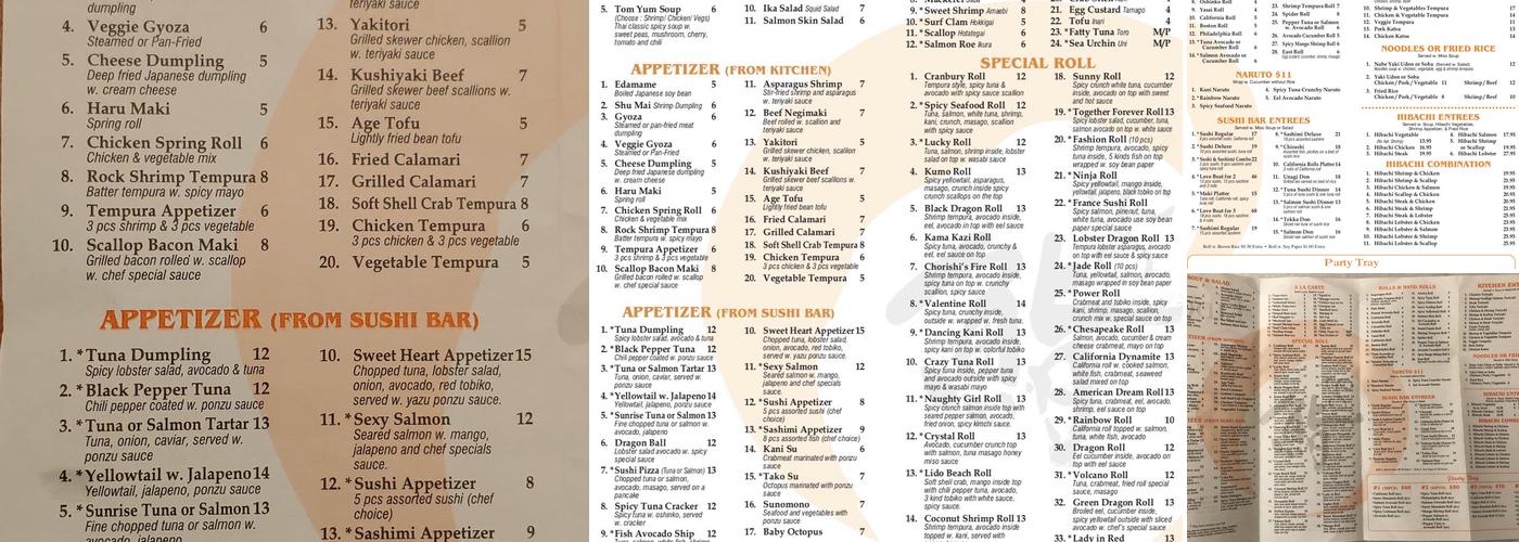 Lido Sushi Asian Bistro Menu