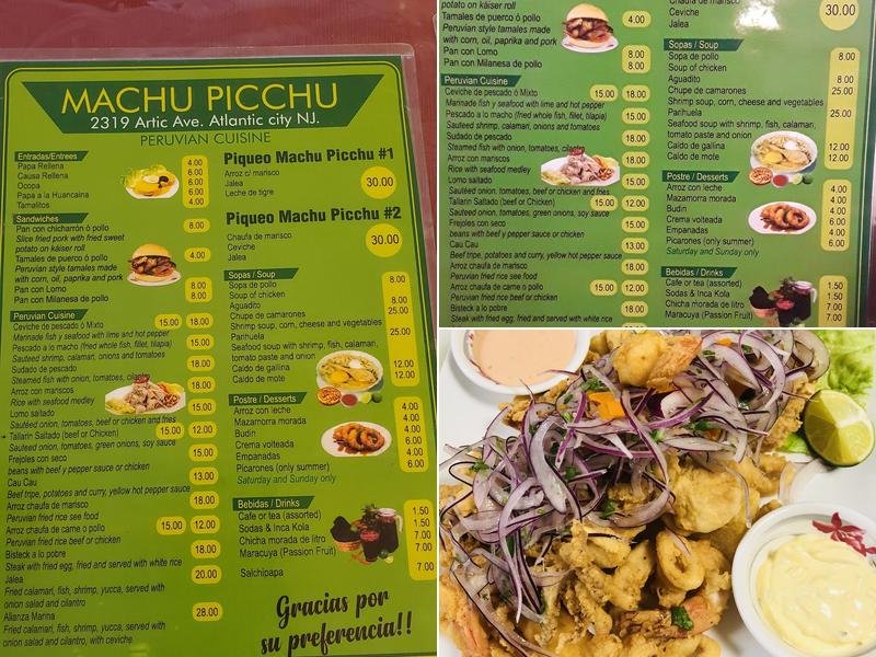 Machu Picchu Peruvian Restaurant Menu
