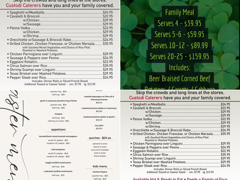 Custodi Caterers Menu