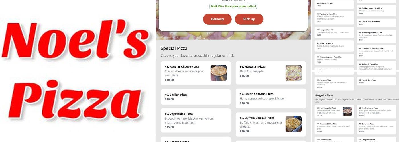 Noel's Pizza 1 Menu