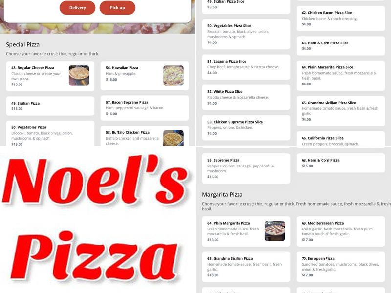Noel's Pizza 1 Menu