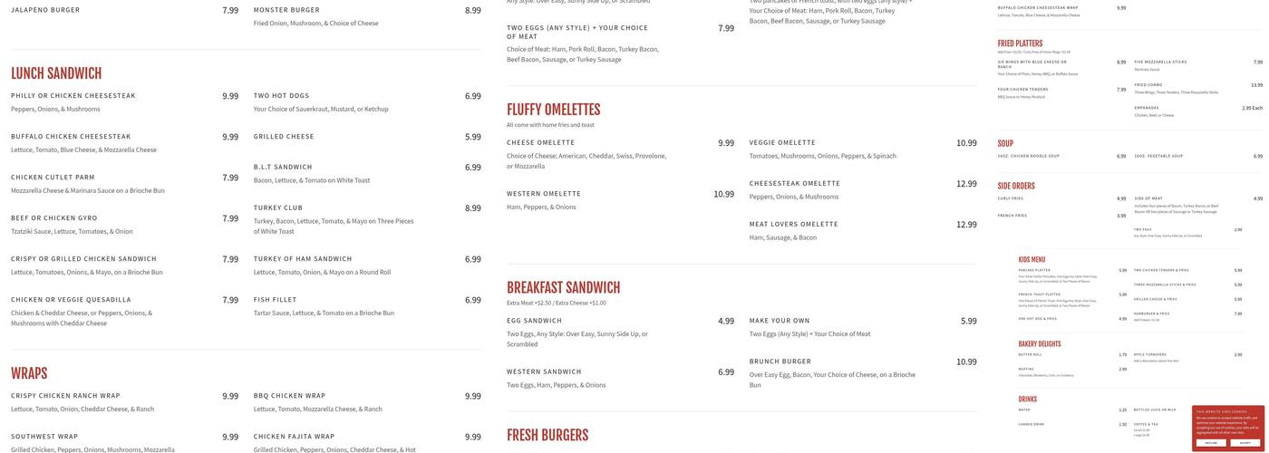 Sam's luncheonette Menu