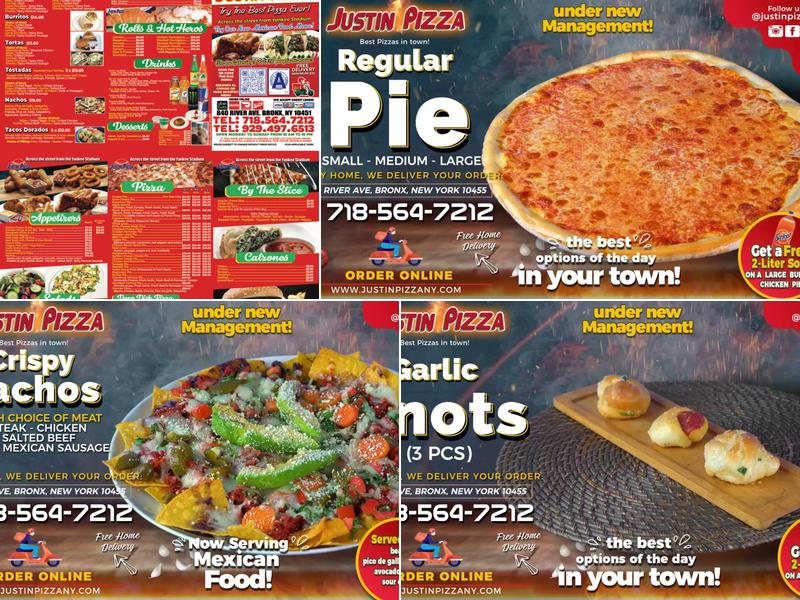 Justin's Pizza Menu