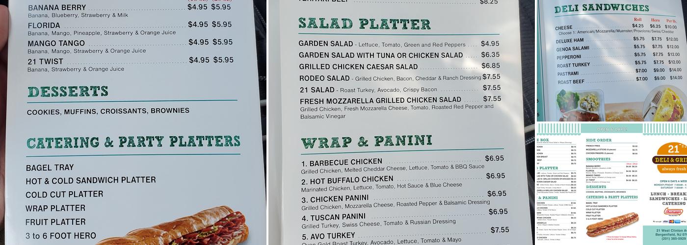 21 Deli and Grill Menu
