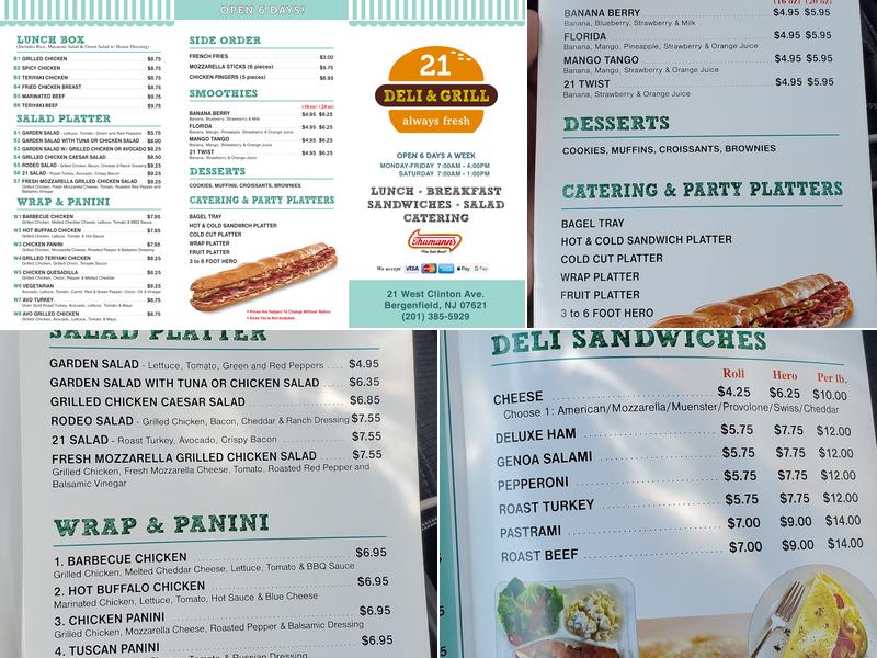 21 Deli and Grill Menu