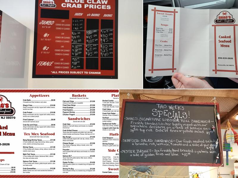 Shag's Crab & Seafood Menu