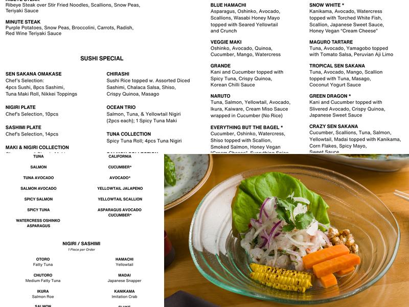 Sen Sakana Menu