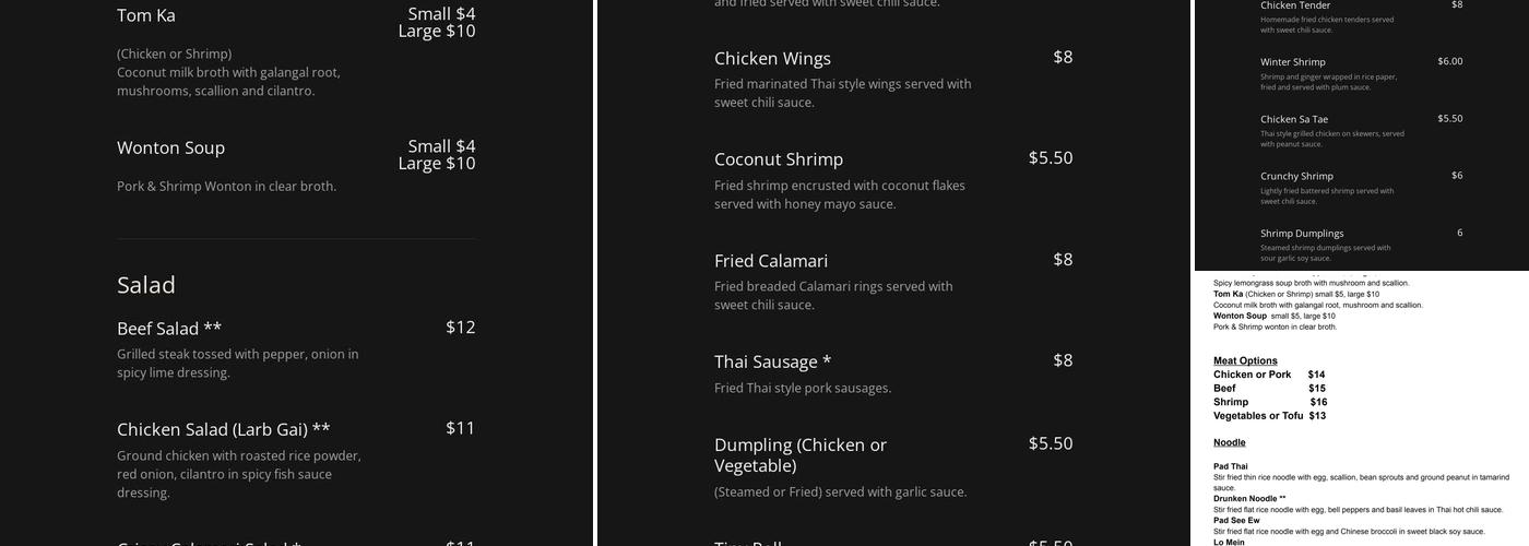 Thai Fusion Kitchen Menu