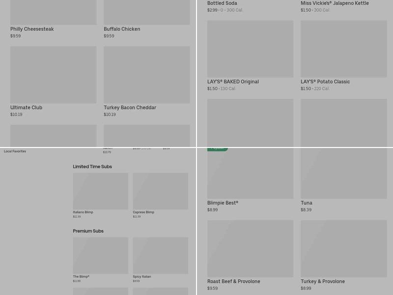 Blimpie Menu