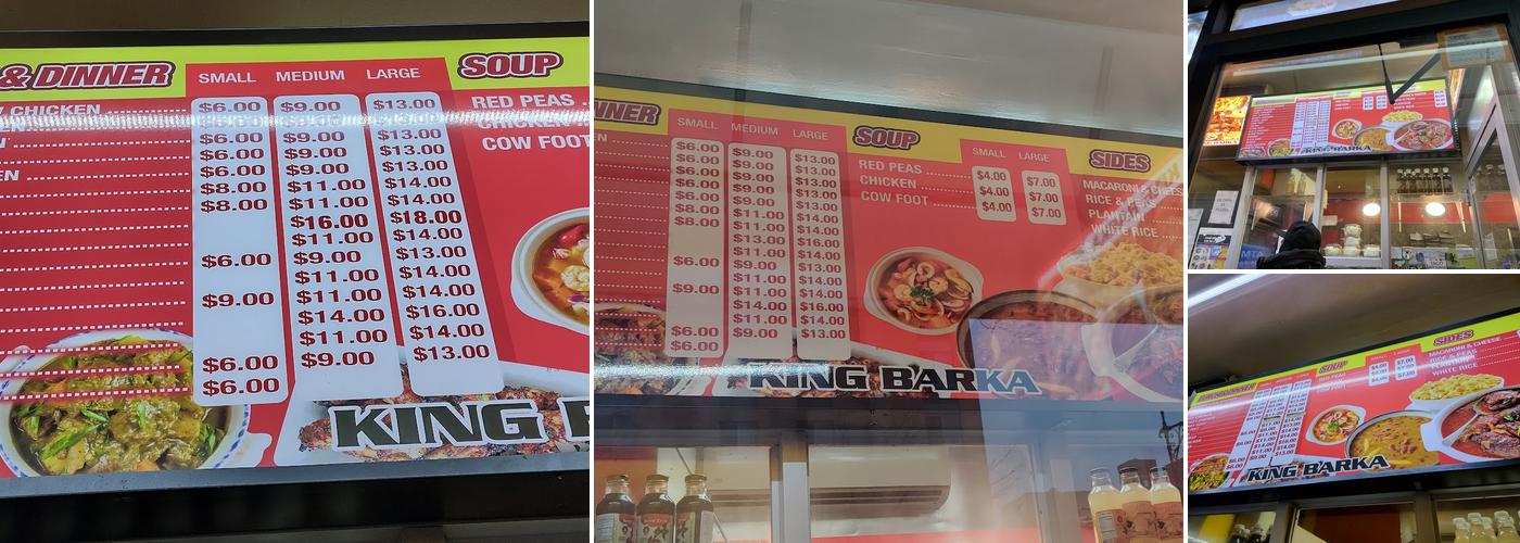 King Barka Menu
