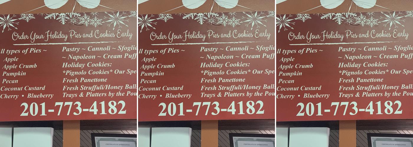 Vela's Bakery Menu