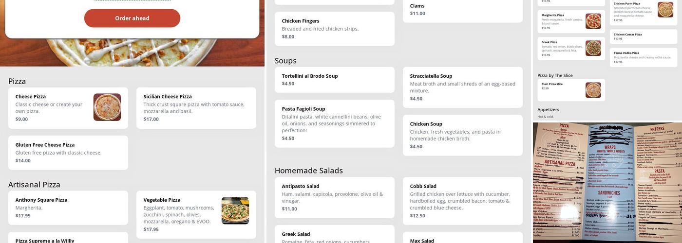 Jersey Boys Pizza Menu