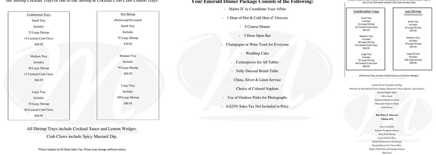 Catering BY Masso's Menu
