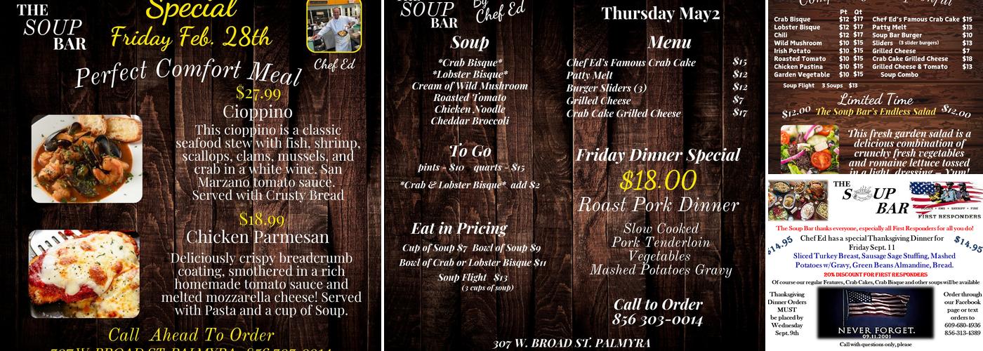 The Soup Bar Menu