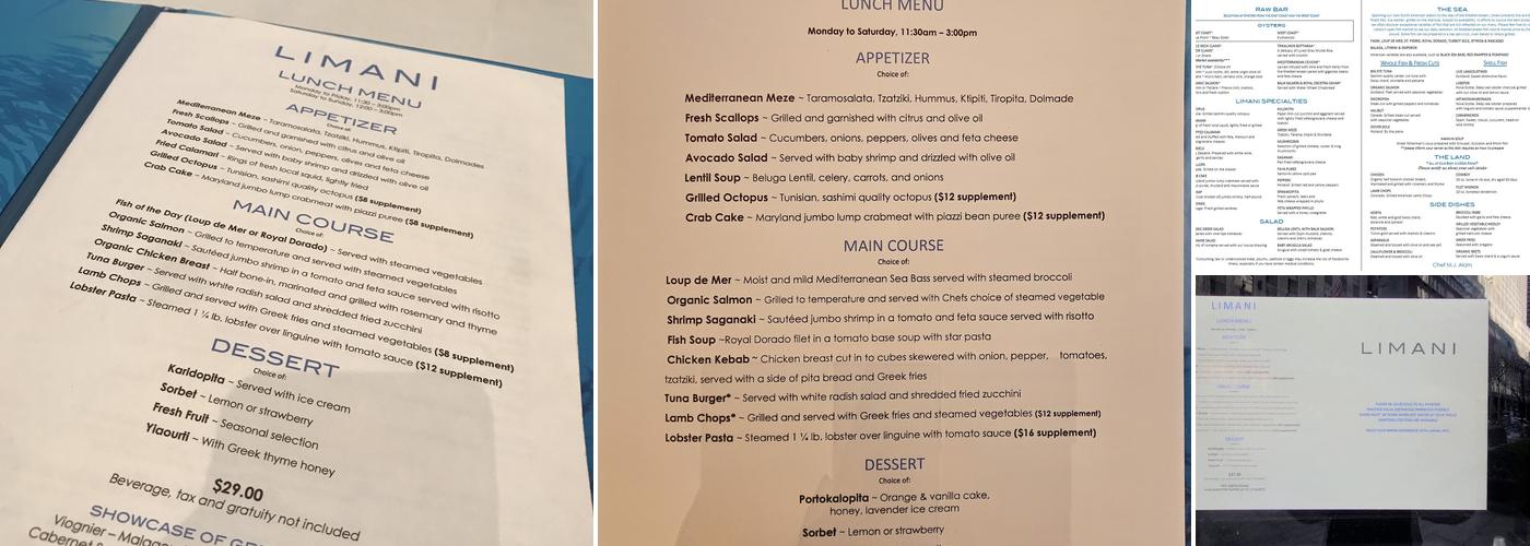Limani Menu