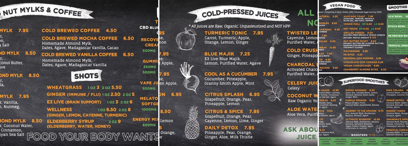 Juice & Smoothie Bar Menu