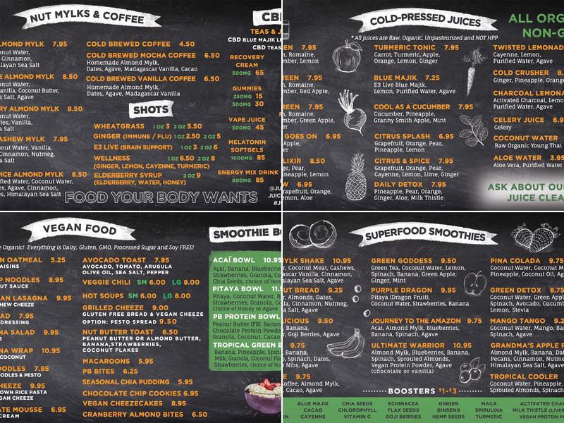 Juice & Smoothie Bar Menu